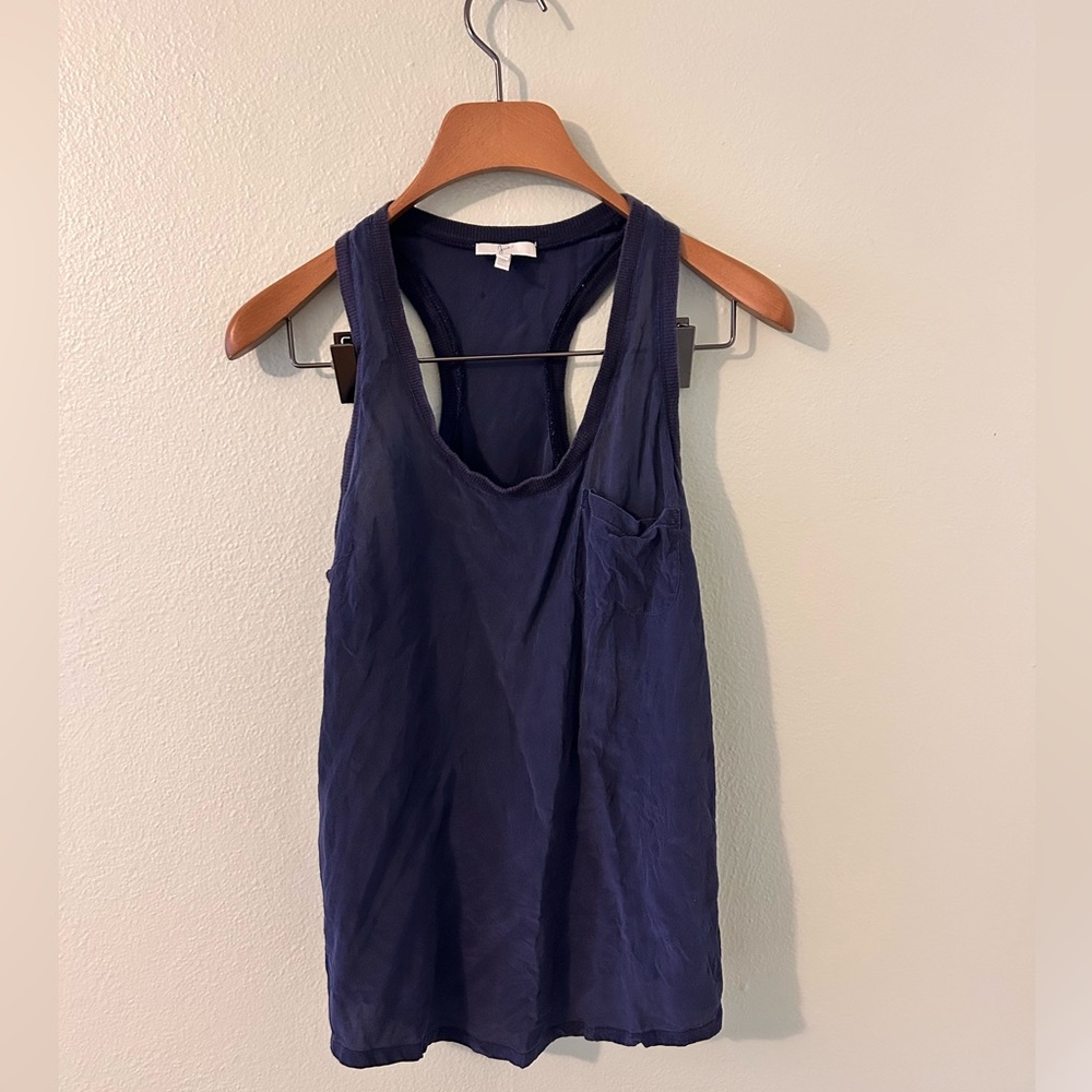 Joie Navy Blue Washable Silk Sleeveless Tank Top